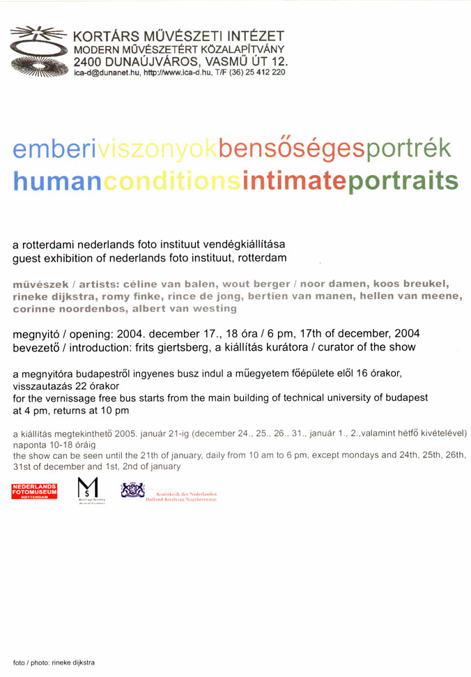 Human Conditions, Intimate Portraits - Invitation back scan